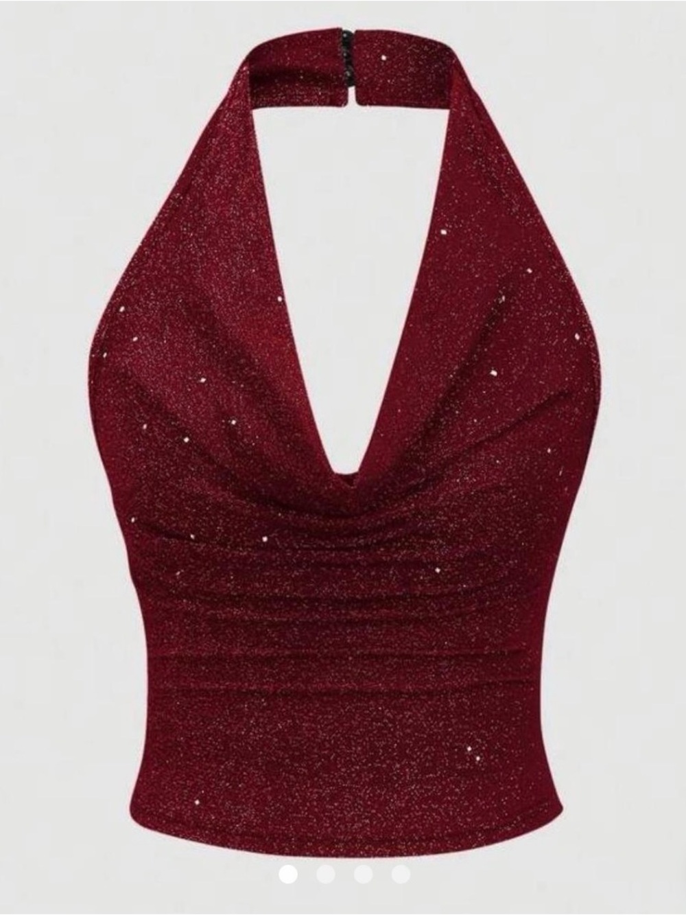 Sparkle Halter Backless Top - Burgundy